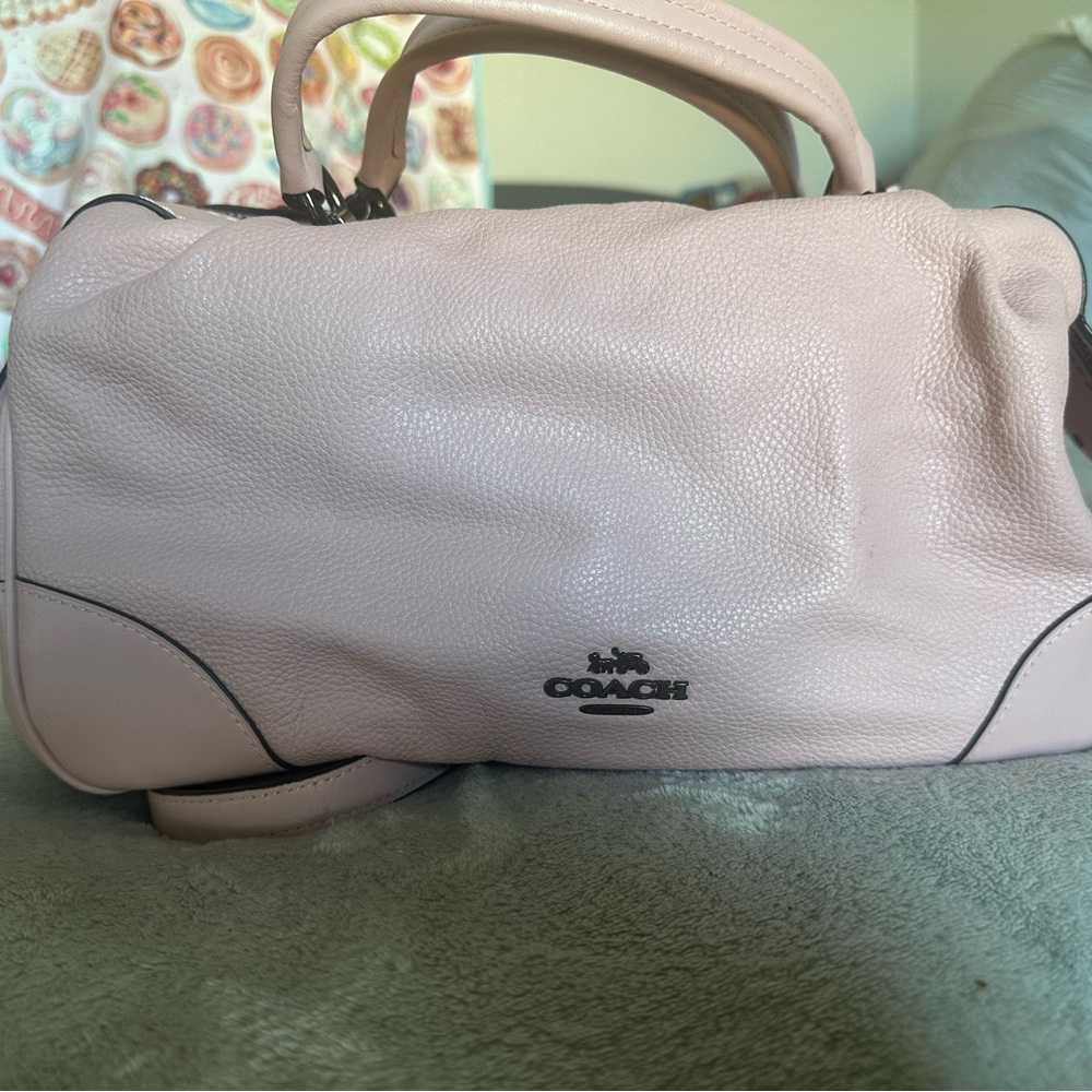 Coach Pebble Leather Satchel in Pale Pink